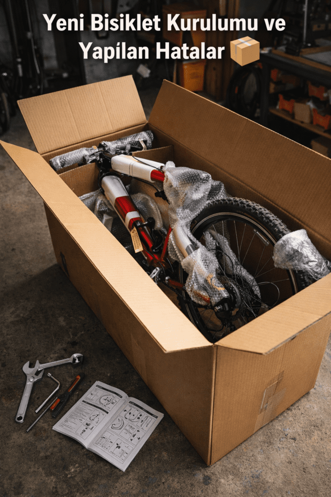 Yeni Bisiklet Kurulumu: Yapılan 3 Büyük Hata ve Çözümü kutu içerisinde yeni bisiklet.